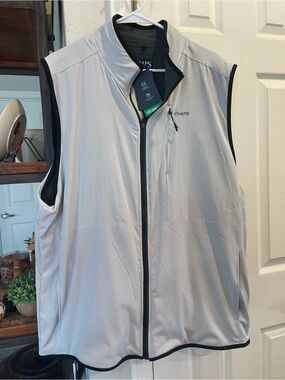 Chaps Golf full zip men’s light gray 2XL stretch woven lightweight vest NEW